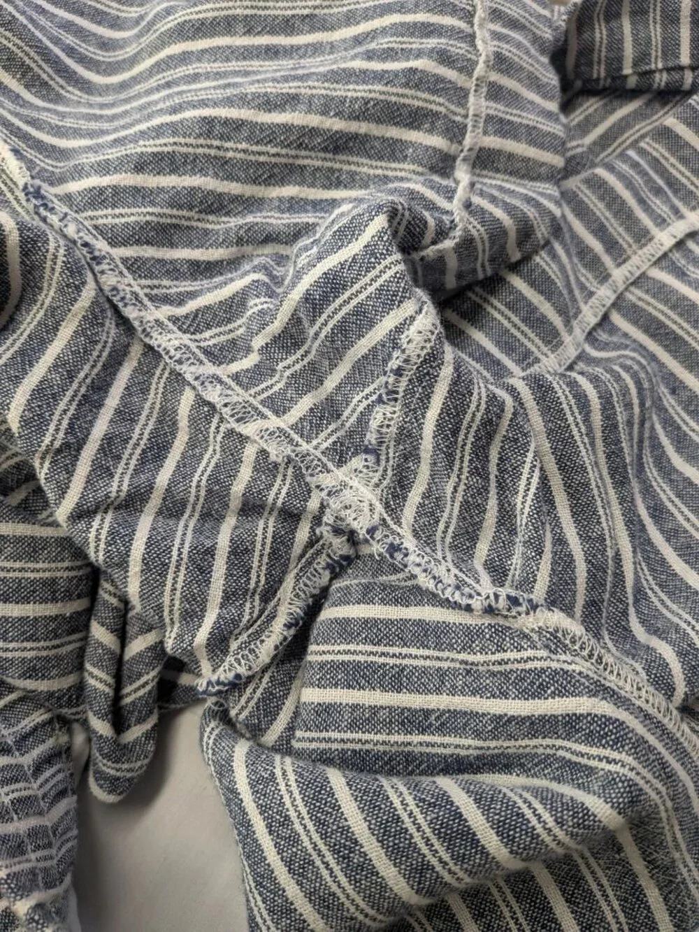 Old Navy Linen Blend Striped Pull On Shorts Drawstring Mid Rise Coastal X Large